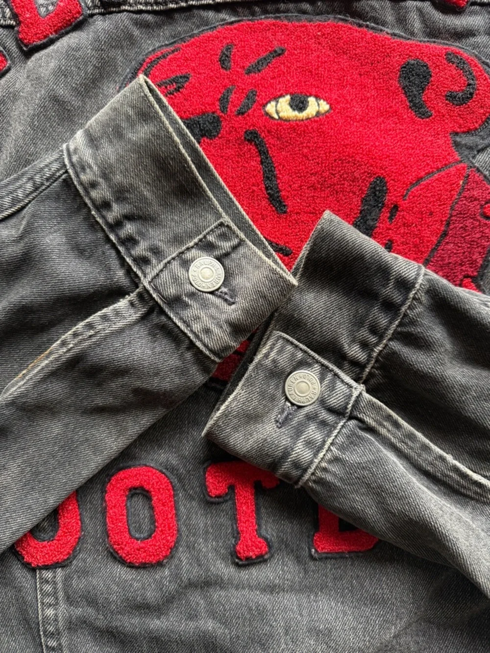 Polo Ralph Lauren RL Varsity Football Bulldog Denim Jacket L - Picture 4 of 16